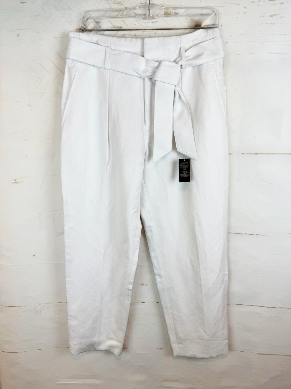 Lauren Ralph Lauren | White Linen Blend Ankle Pants w Sash Belt, 4 NWT